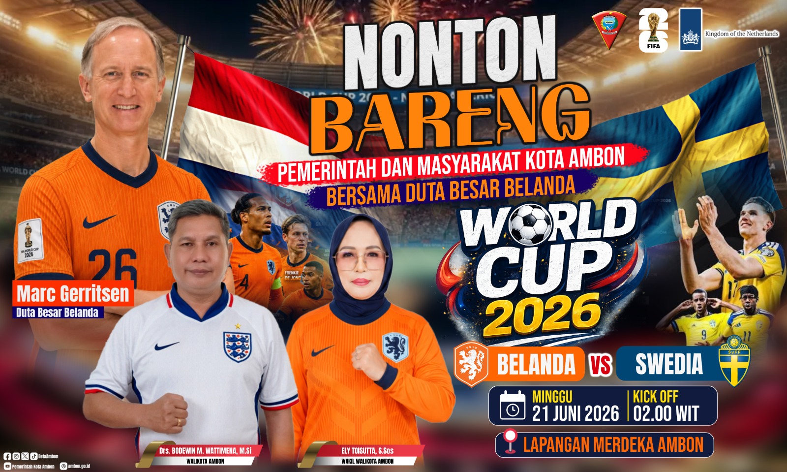 Pemkot Ambon dan Dubes Belanda Gelar Nobar Piala Dunia, Perkuat Semangat Persaudaraan